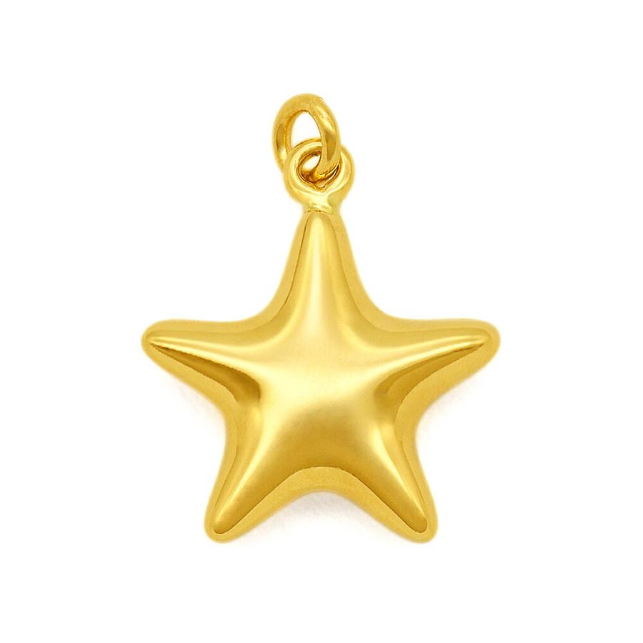 1個売り】 チャームパーツ 18金 イエローゴールド 星型チャーム 中空