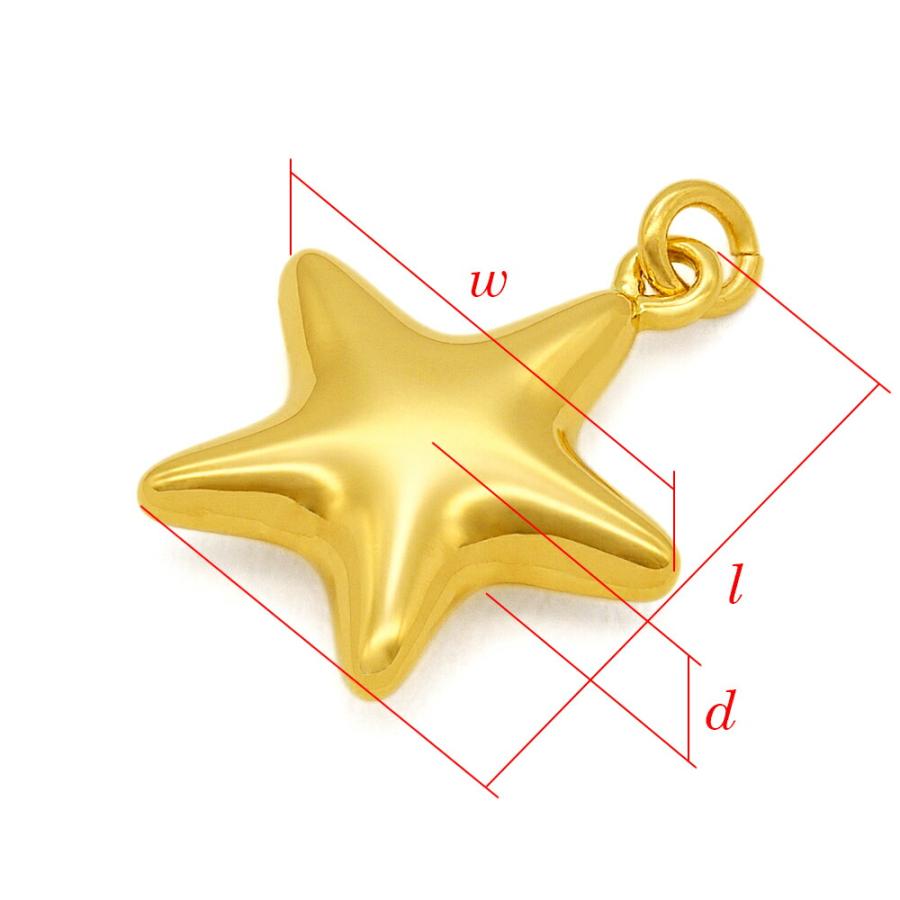1個売り】 チャームパーツ 18金 イエローゴールド 星型チャーム 中空