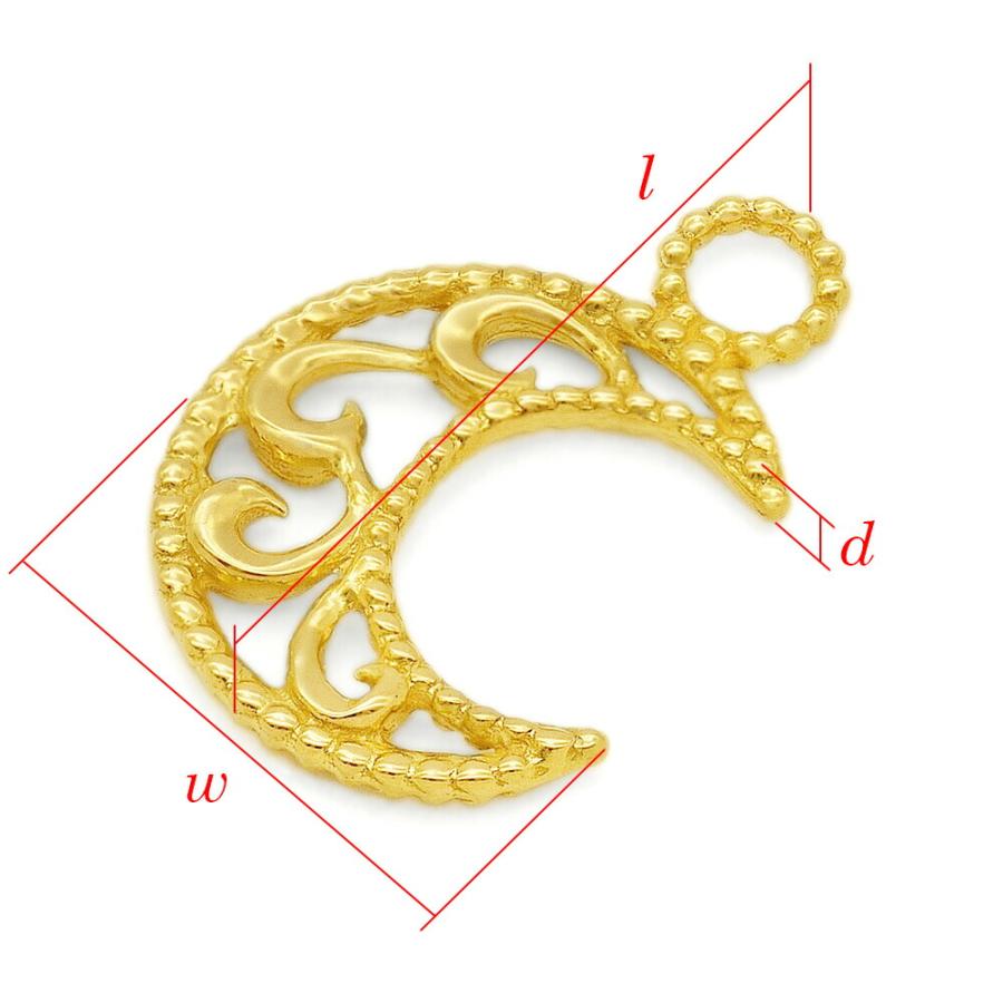 1個売り】 チャームパーツ 18金 イエローゴールド 三日月型チャーム