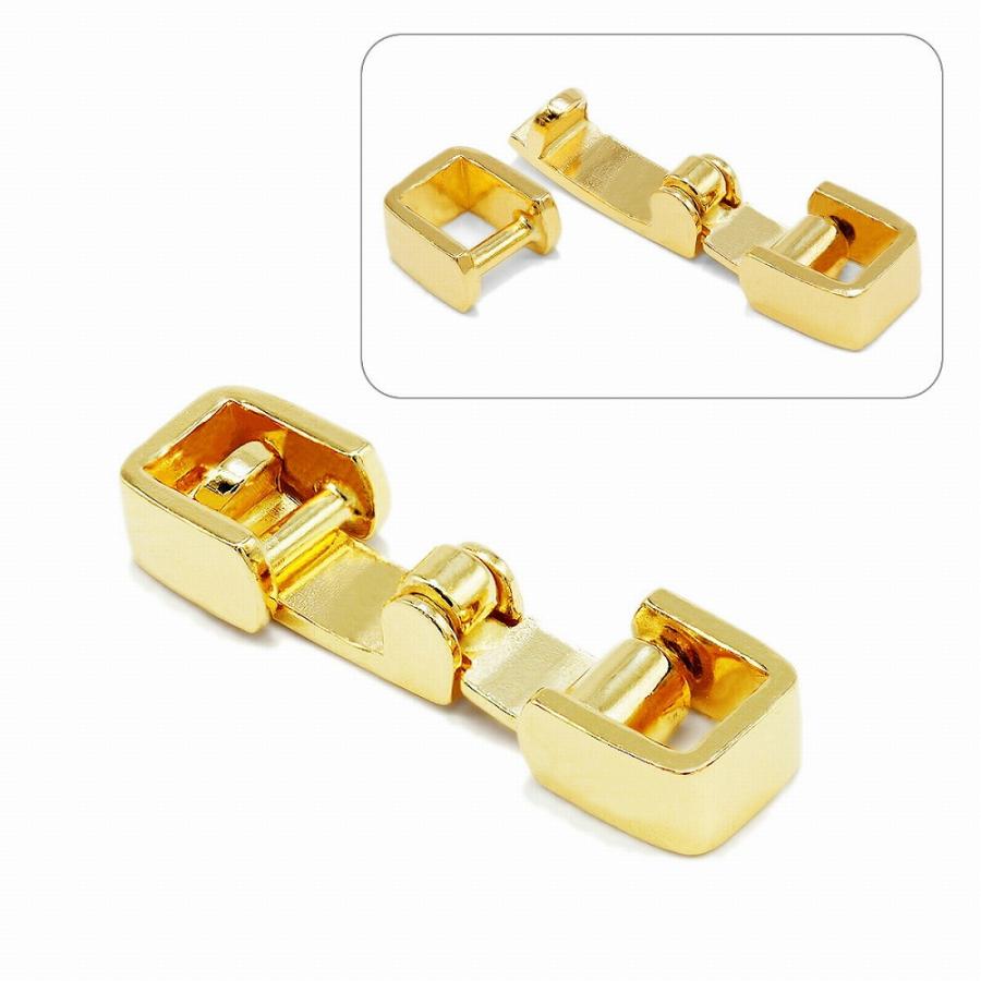 エル　5個セット14mm 尾錠　留め具　社外品　ゴールド　新品 1個売り】 留め具 18金 イエローゴールド 中折れ式留具 縦4.0mm 横9.5