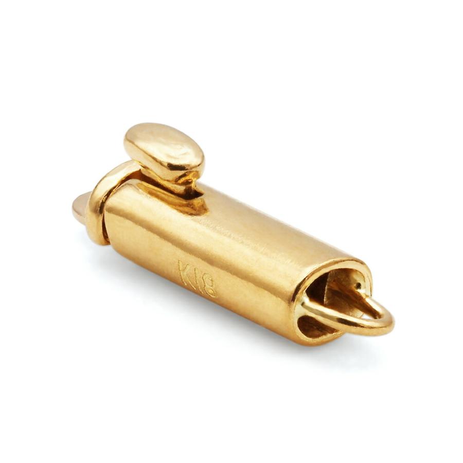 1個売り】 留め具 18金 イエローゴールド 差し込み式クラスプ 楕円筒型
