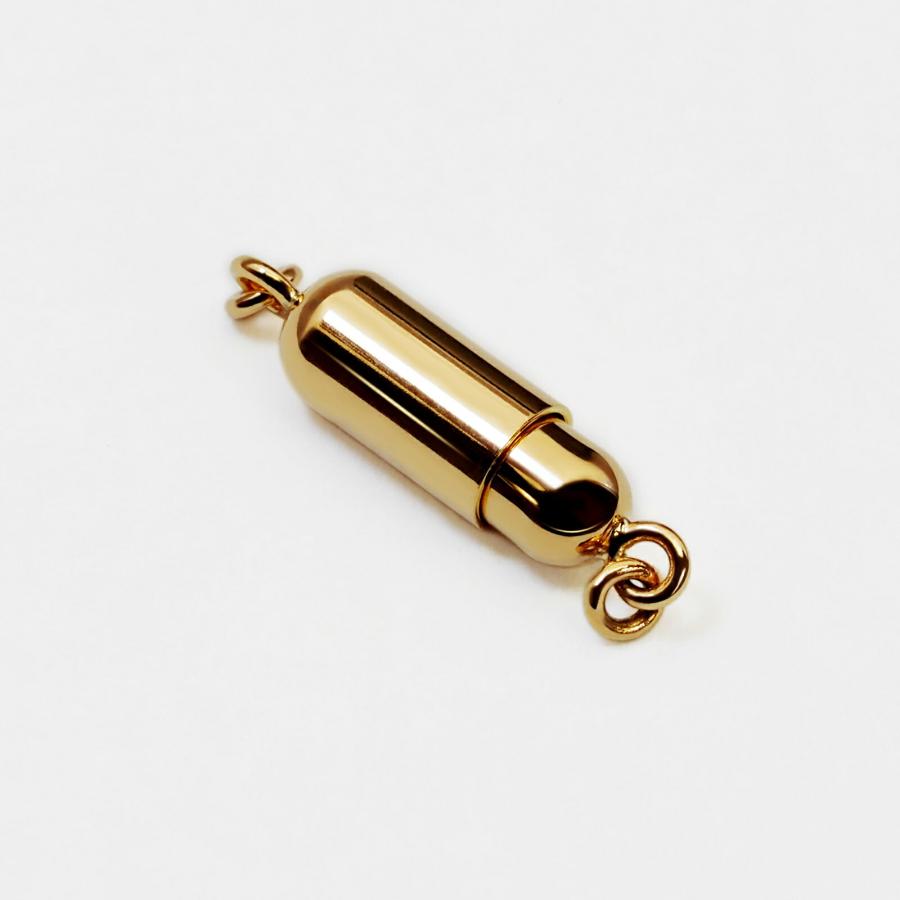【1個売り】 留め具 18金 イエローゴールド マグネット式筒型クラスプ 縦16.5mm 横4.0mm｜手芸用品 金具 飾り パーツ 部品 K18YG 貴金属_1