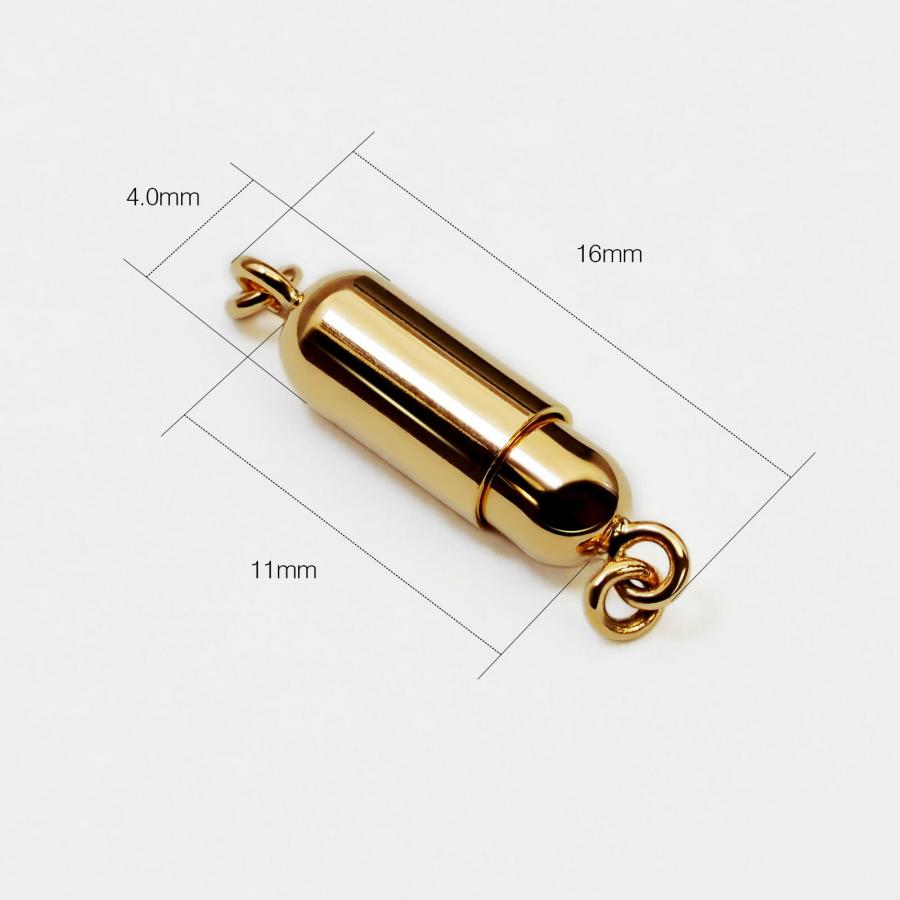 【1個売り】 留め具 18金 イエローゴールド マグネット式筒型クラスプ 縦16.5mm 横4.0mm｜手芸用品 金具 飾り パーツ 部品 K18YG 貴金属_5