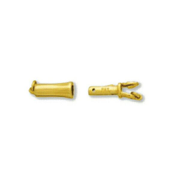 K18WG差し込み金具（名称 ベンリー）　1個売り　【新品】※K18WG刻印あり 1個売り】 留め具 18金 イエローゴールド 差し込み式筒型クラスプ 縦