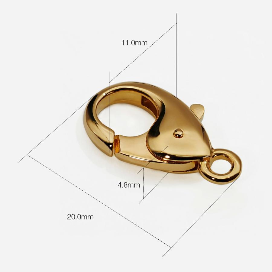 1個売り】 留め具 18金 イエローゴールド フック 縦20.0mm 横11.0mm