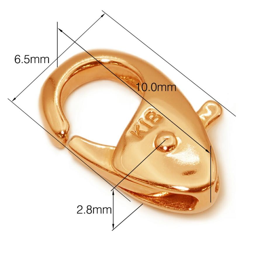 1個売り】 留め具 18金 イエローゴールド 小フック 縦9.5mm 横6.5mm