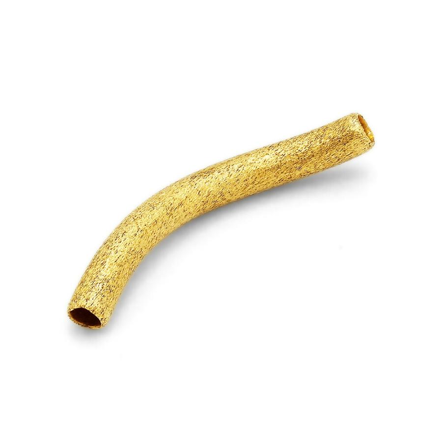 1個売り】 ビーズパーツ 18金 イエローゴールド ひねりパイプ型 梨地