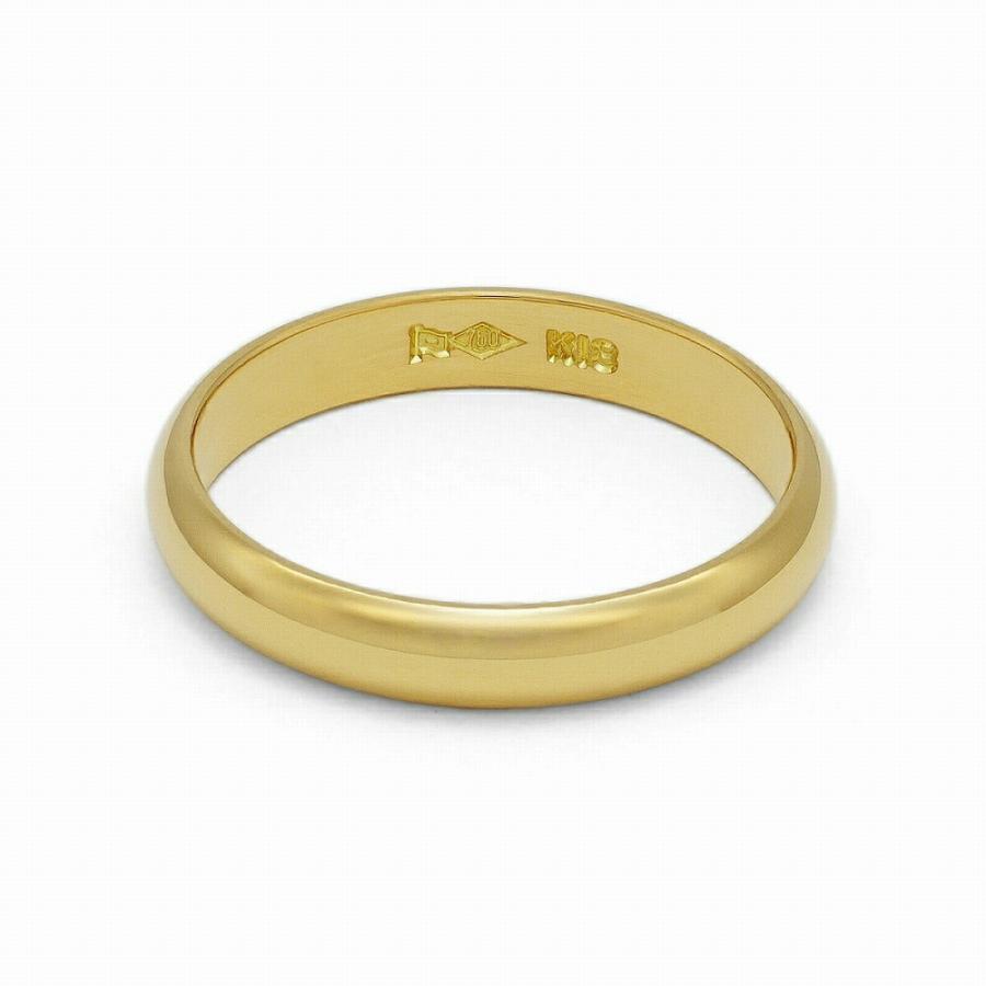 指輪 18金 イエローゴールド 甲丸リング 幅3.5mm 財務省造幣局検定