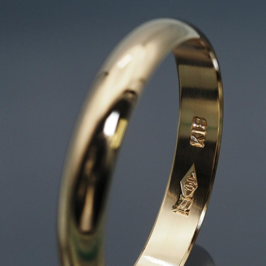 指輪 18金 イエローゴールド 甲丸リング 幅3.5mm 財務省造幣局検定