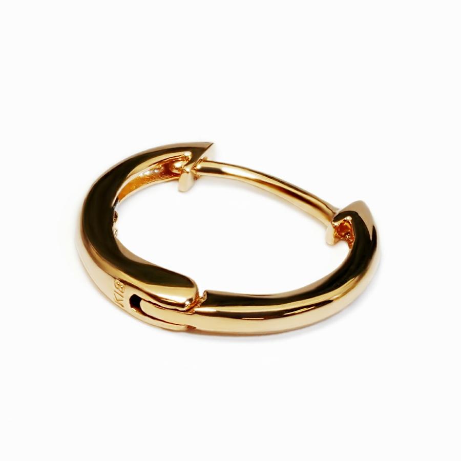 【バラ売り/1個】 ピアス 18金 イエローゴールド 中折れ式フープピアス バネ入り 幅2.0mm 直径12.0mm｜K18YG 貴金属 ジュエリーの画像