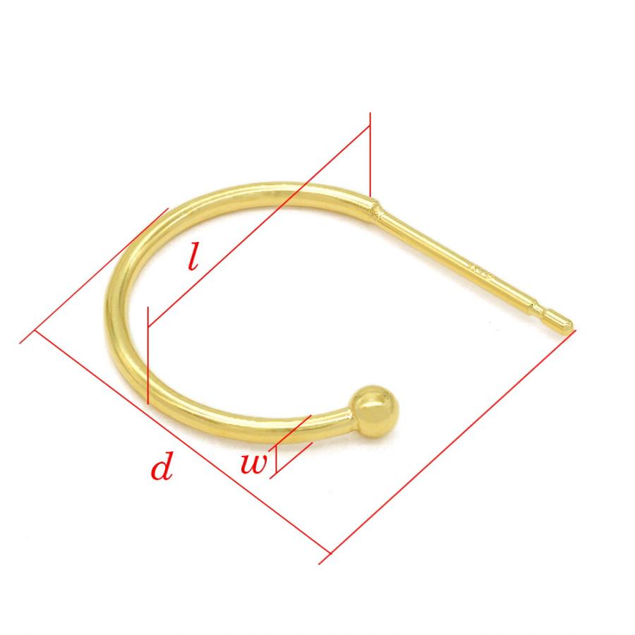【1個売り】 ピアスパーツ 18金 イエローゴールド ハーフフープピアスパーツ 縦14.0mm｜手芸用品 金具 飾り パーツ 部品 K18YG 貴金属_5