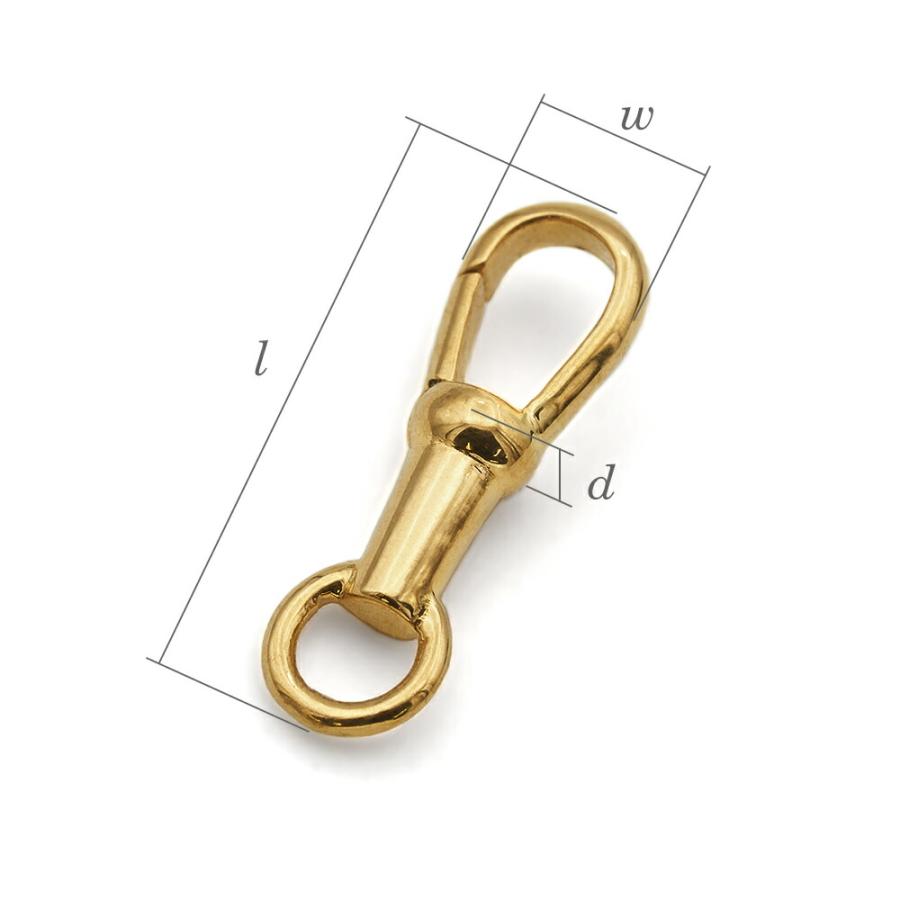 1個売り】 留め具 18金 イエローゴールド フック 縦17.0mm ナスカン