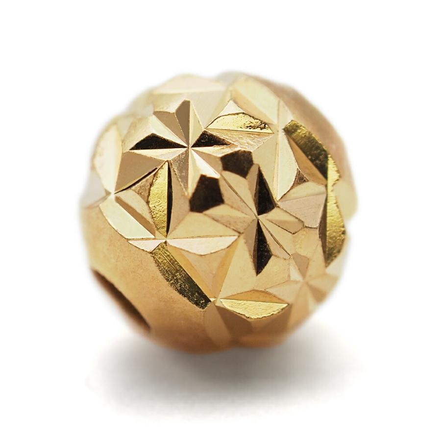 【1個売り】 ビーズパーツ 18金 イエローゴールド ボール玉 ツバキカット 外径5.0mm 高さ5.0mm 穴径1.2mm スペーサー 丸玉 直径｜貴金属の画像