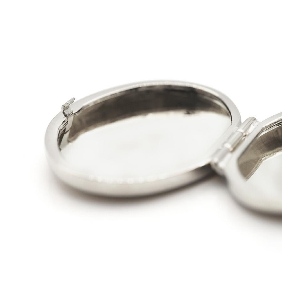 ペンダントトップ 14金 ホワイトゴールド 写真を仕舞えるロケット