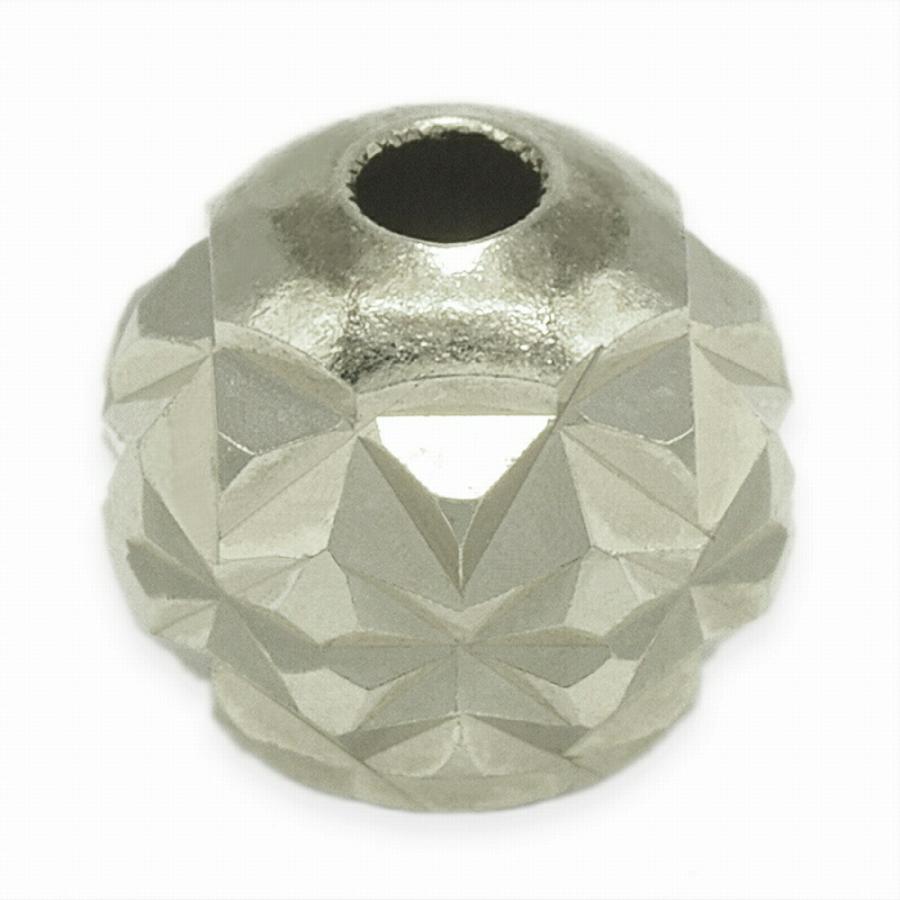 【1個売り】 ビーズパーツ 18金 ホワイトゴールド ボール玉 ツバキカット 外径5.0mm 高さ5.0mm 穴径1.2mm スペーサー 丸玉 直径｜貴金属の画像