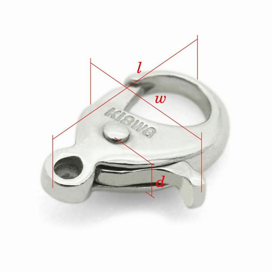 1個売り】 留め具 18金 ホワイトゴールド 楽フック 縦9.0mm 横6.5mm