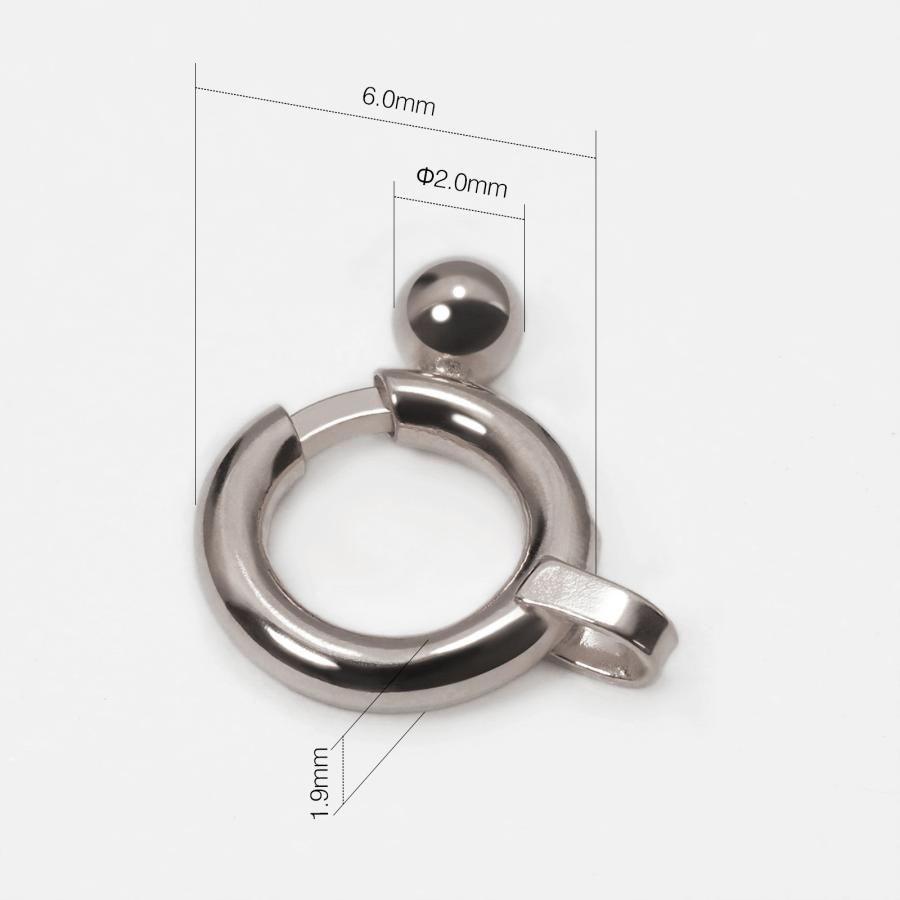 【1個売り】 留め具 18金 ホワイトゴールド 丸玉付き引き輪 直径6.0mm ヒキワ クラスプ｜手芸用品 金具 飾り パーツ 部品 K18WG 貴金属_5