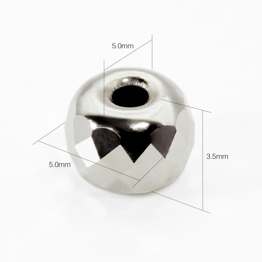 【1個売り】 ビーズパーツ 18金 ホワイトゴールド ドーナツ型 ロンバスカット 外径5.0mm 高さ3.5mm 穴径1.4mm スペーサー｜K18WG 貴金属_5