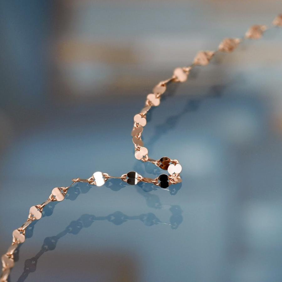 ネックレス チェーン 10金 ピンクゴールド ペタルチェーン 幅1.3mm｜鎖