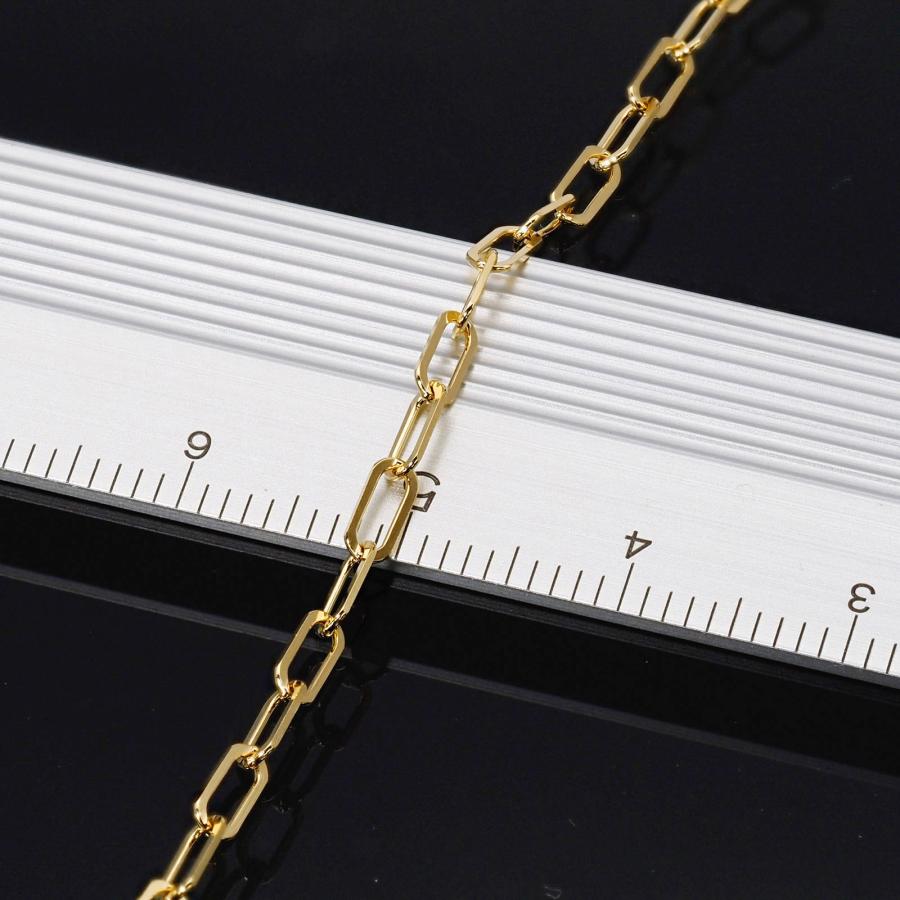 ブレスレット チェーン 10金 イエローゴールド 2面カットフラットロング小豆チェーン 幅2.4mm｜鎖 K10YG k10 10k 貴金属 ジュエリーの画像