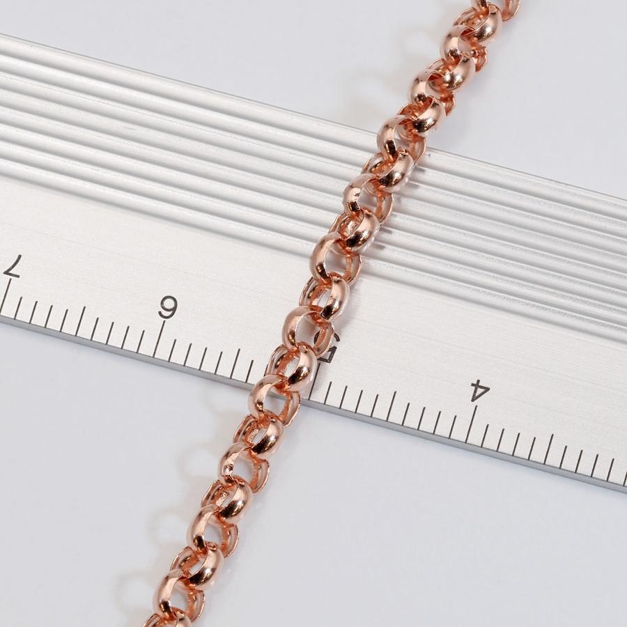 ブレスレット チェーン 18金 ピンクゴールド 裏抜きロールチェーン 幅3.4mm｜鎖 K18PG k18 18k 貴金属 ジュエリー レディース メンズの画像