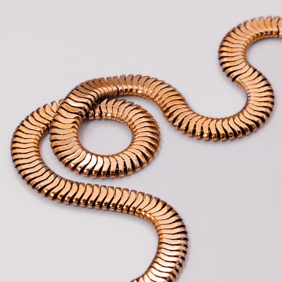 メガネチェーン 18金 ピンクゴールド オーバルスネークチェーン（W