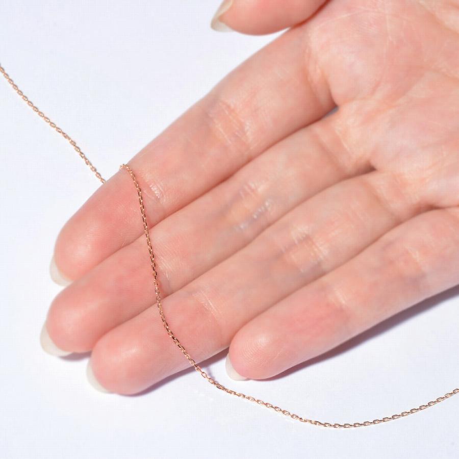 ネックレス チェーン 18金 ピンクゴールド 4面カット小豆
