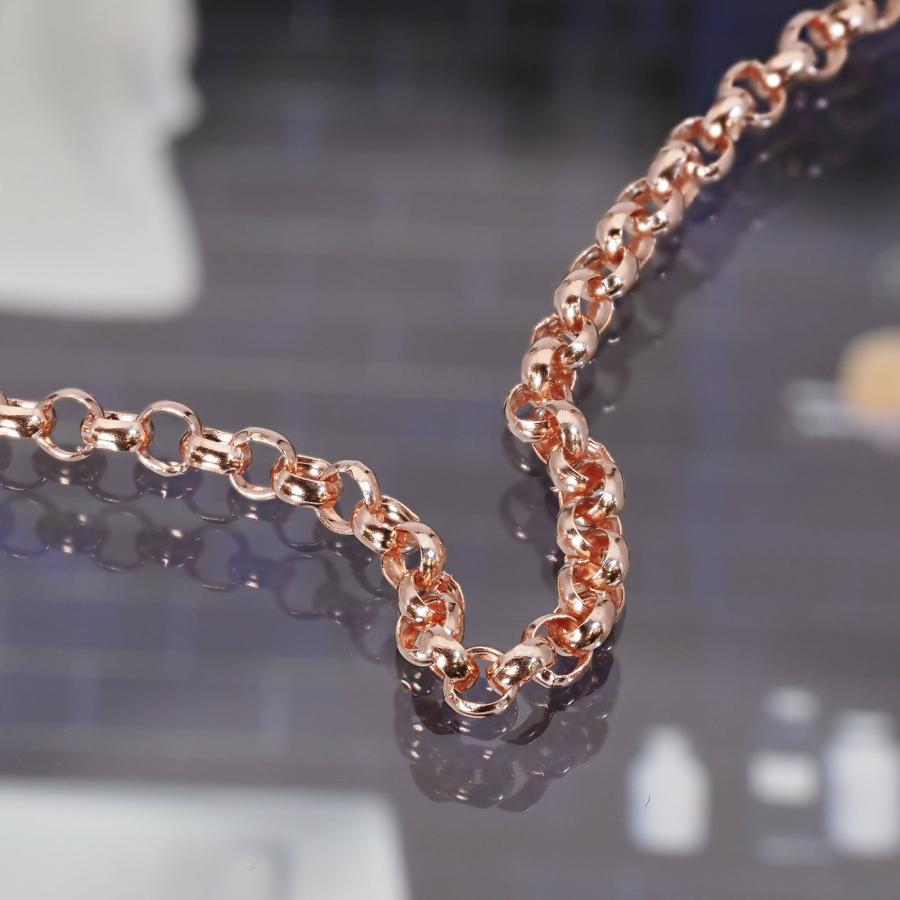 ネックレス チェーン 18金 ピンクゴールド 裏抜きロールチェーン 幅3.4