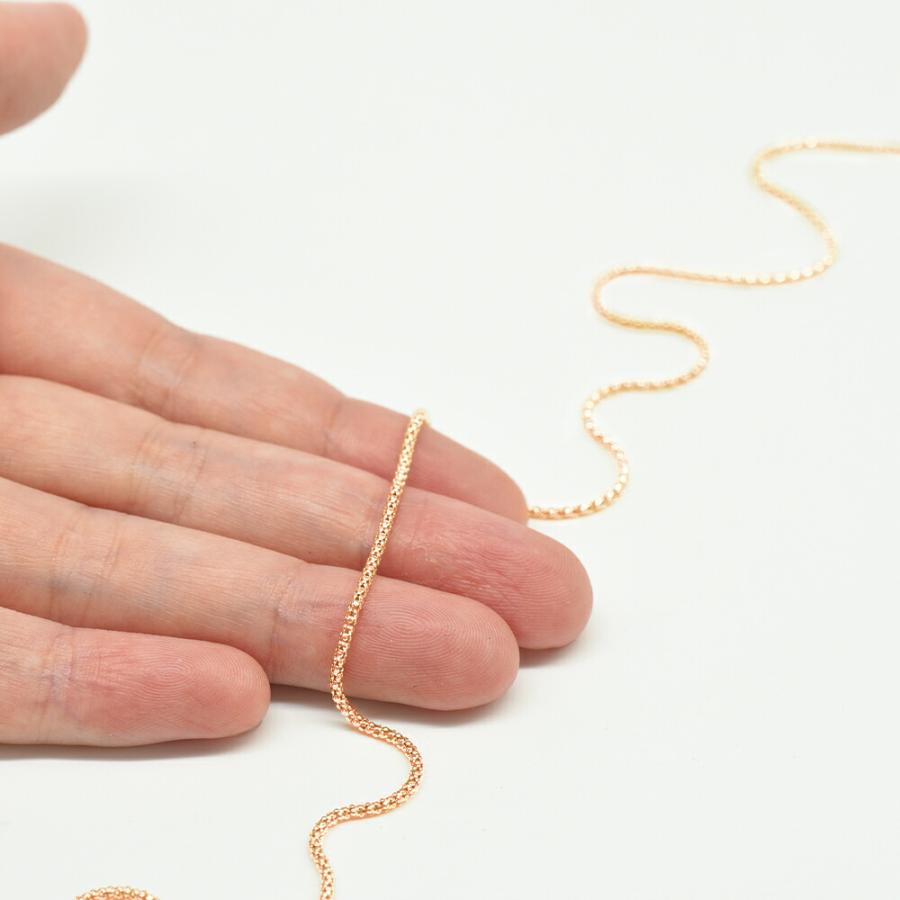 ネックレス チェーン 18金 ピンクゴールド カットポンパチェーン 幅2.4