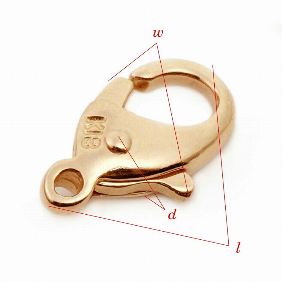 1個売り】 留め具 18金 ピンクゴールド フック 縦9.0mm カニカン カニ