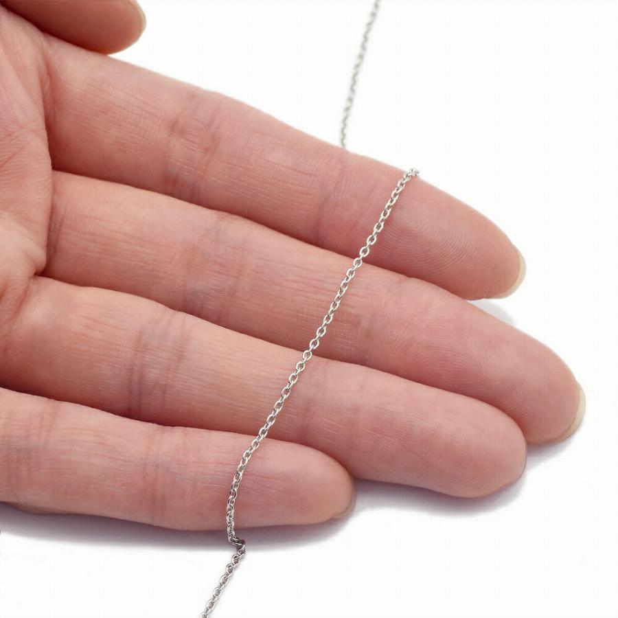ネックレス チェーン 18金 ホワイトゴールド 小豆チェーン 幅1.3mm｜鎖 K18WG k18 18k 貴金属 ジュエリー レディース メンズの画像
