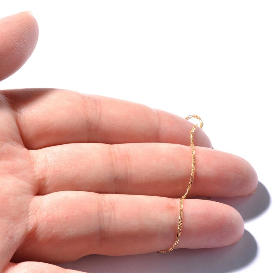 アンクレット チェーン 18金 イエローゴールド フィガロチェーン 幅0.9