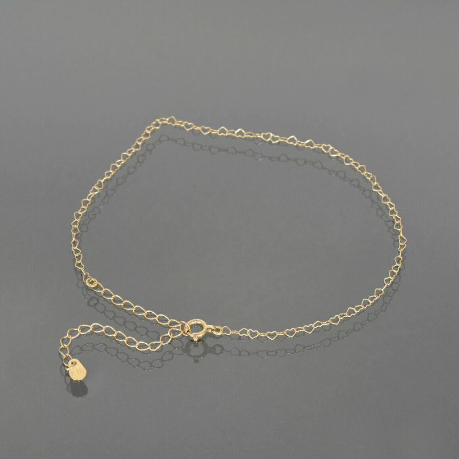 アンクレット チェーン 18金 イエローゴールド ハートチェーン 幅1.9mm