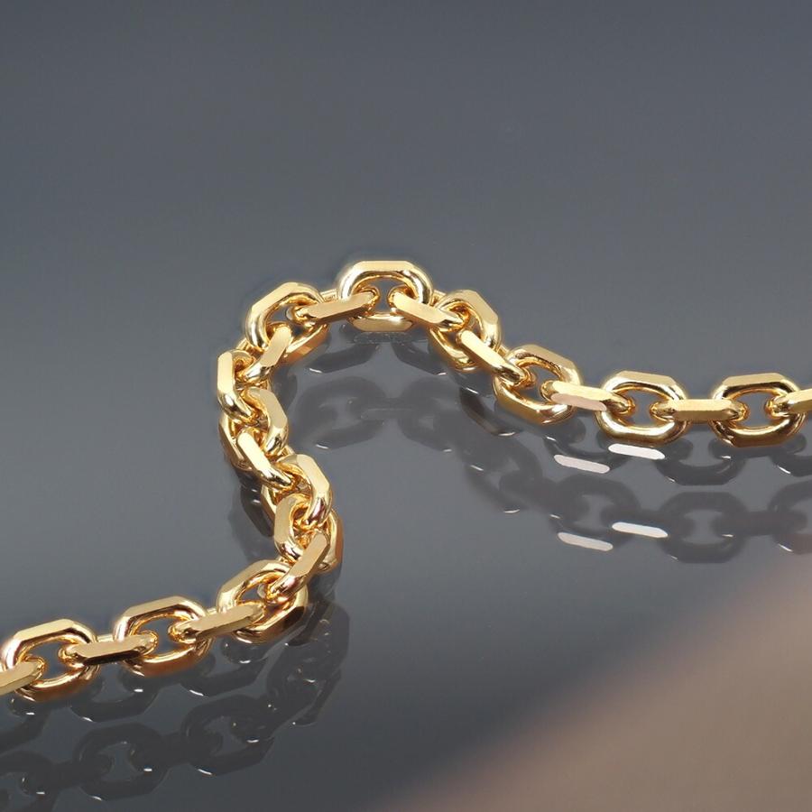 ブレスレット チェーン 18金 イエローゴールド 4面カット小豆チェーン