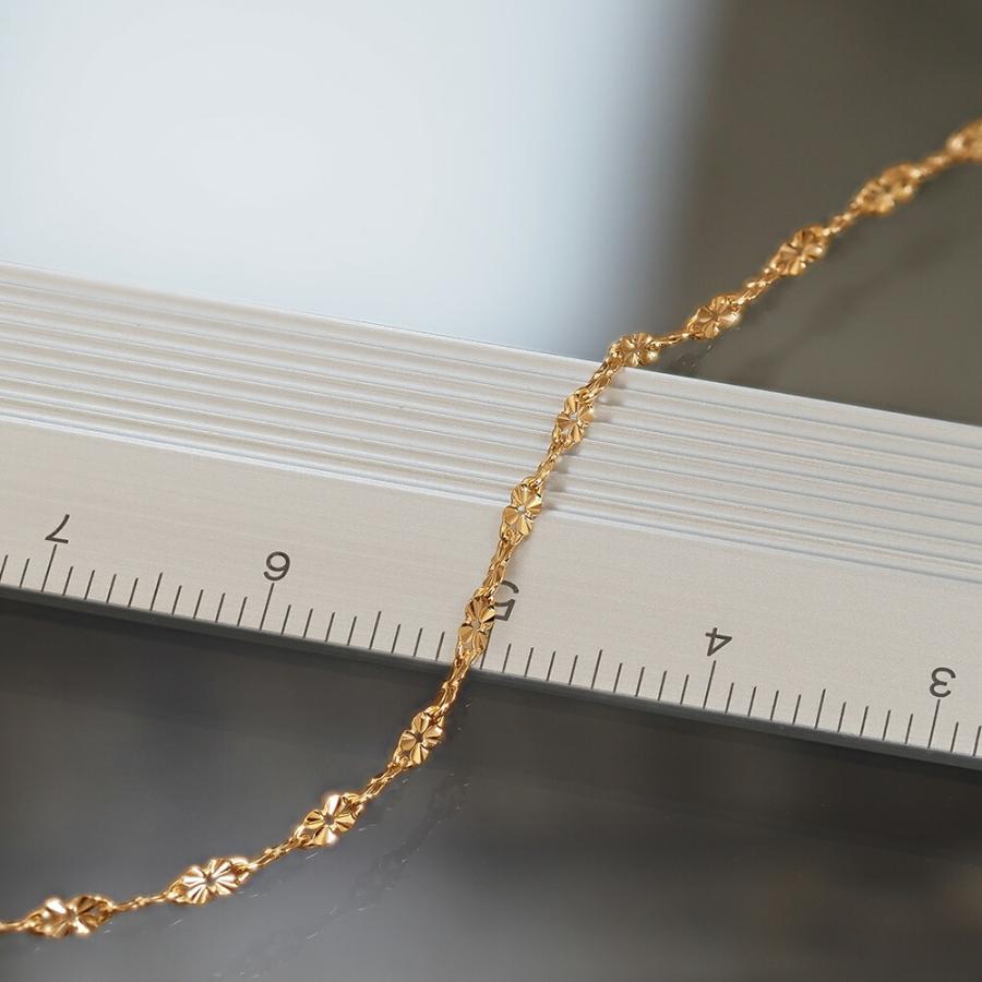 ちぃ　k18アンクレット　クローバーチェーン　1.6㎜幅つけっぱなし ブレスレット チェーン 18金 イエローゴールド クローバーチェーン 幅