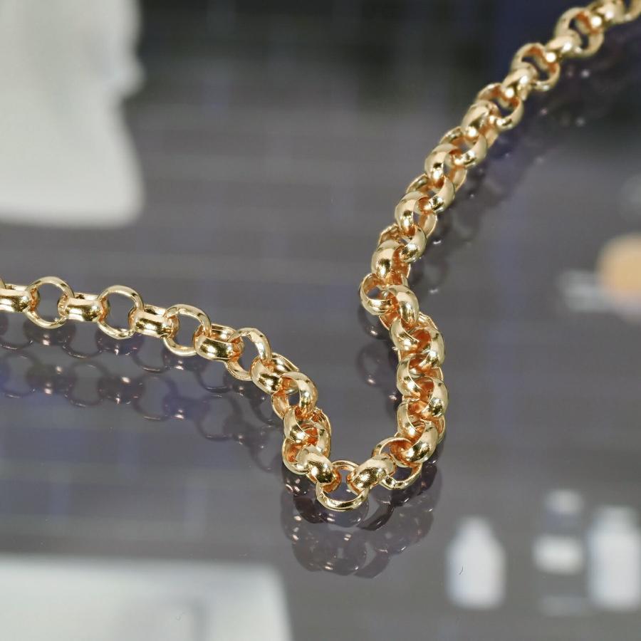 ブレスレット チェーン 18金 イエローゴールド 裏抜きロールチェーン 幅3.4mm｜鎖 K18YG k18 18k 貴金属 ジュエリー レディース メンズの画像