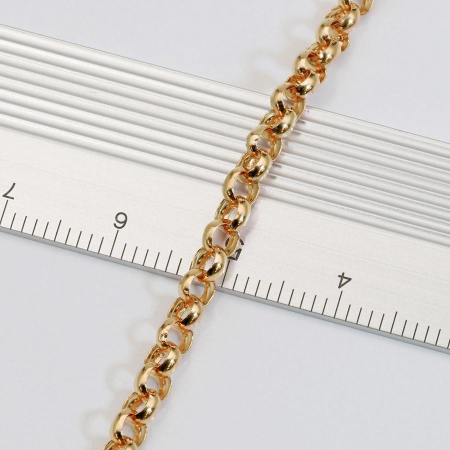 ブレスレット チェーン 18金 イエローゴールド 裏抜きロールチェーン 幅3.4mm｜鎖 K18YG k18 18k 貴金属 ジュエリー レディース メンズの画像