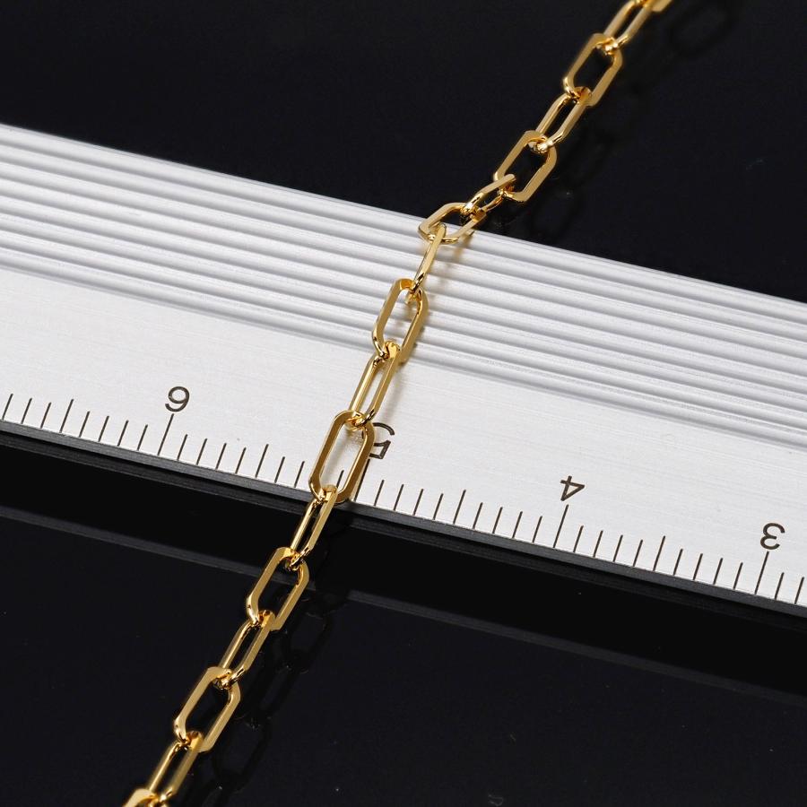 ブレスレット チェーン 18金 イエローゴールド 2面カットフラットロング小豆チェーン 幅2.4mm｜鎖 K18YG k18 18k 貴金属 ジュエリーの画像