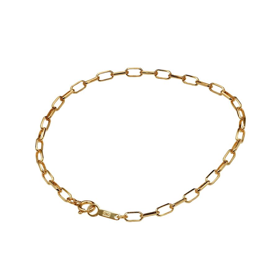 ブレスレット チェーン 18金 イエローゴールド 6面カットロングロール