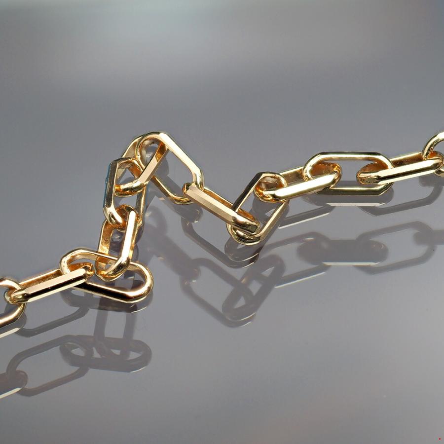 ブレスレット チェーン 18金 イエローゴールド 6面カットロングロール