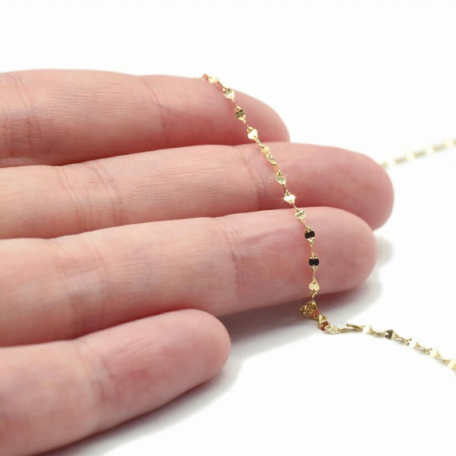 ブレスレット チェーン 18金 イエローゴールド ペタルチェーン 幅1.3mm