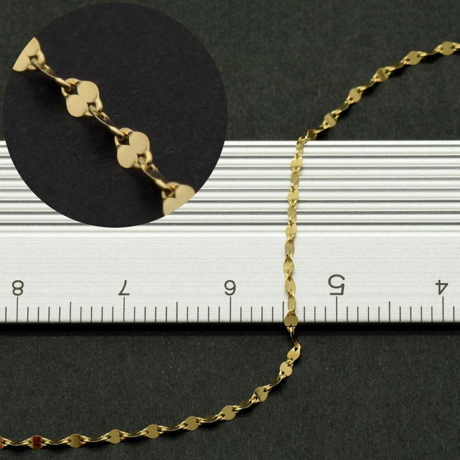 ブレスレット チェーン 18金 イエローゴールド ペタルチェーン 幅1.3mm