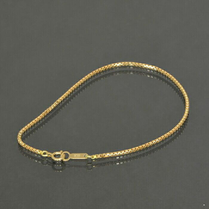 ブレスレット チェーン 18金 イエローゴールド ベネチアンチェーン 幅