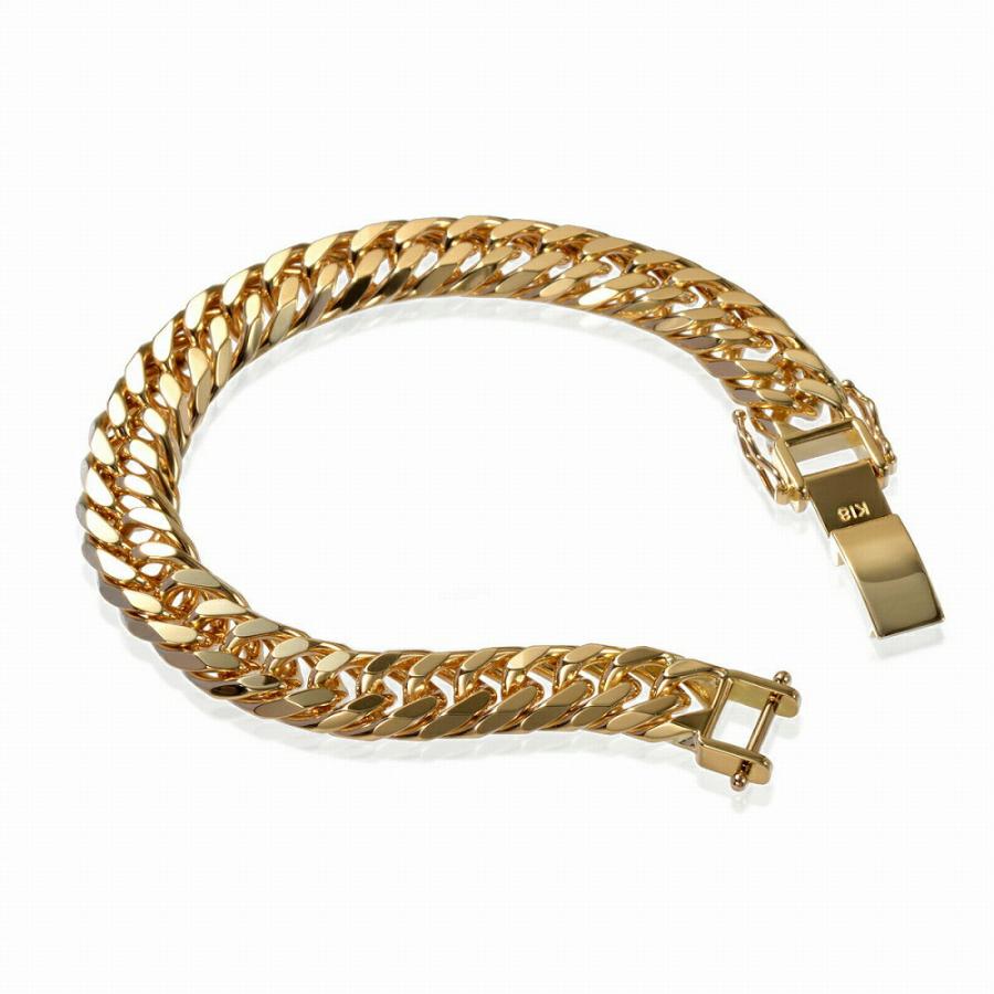 ブレスレット チェーン 18金 イエローゴールド 6面カットダブル喜平