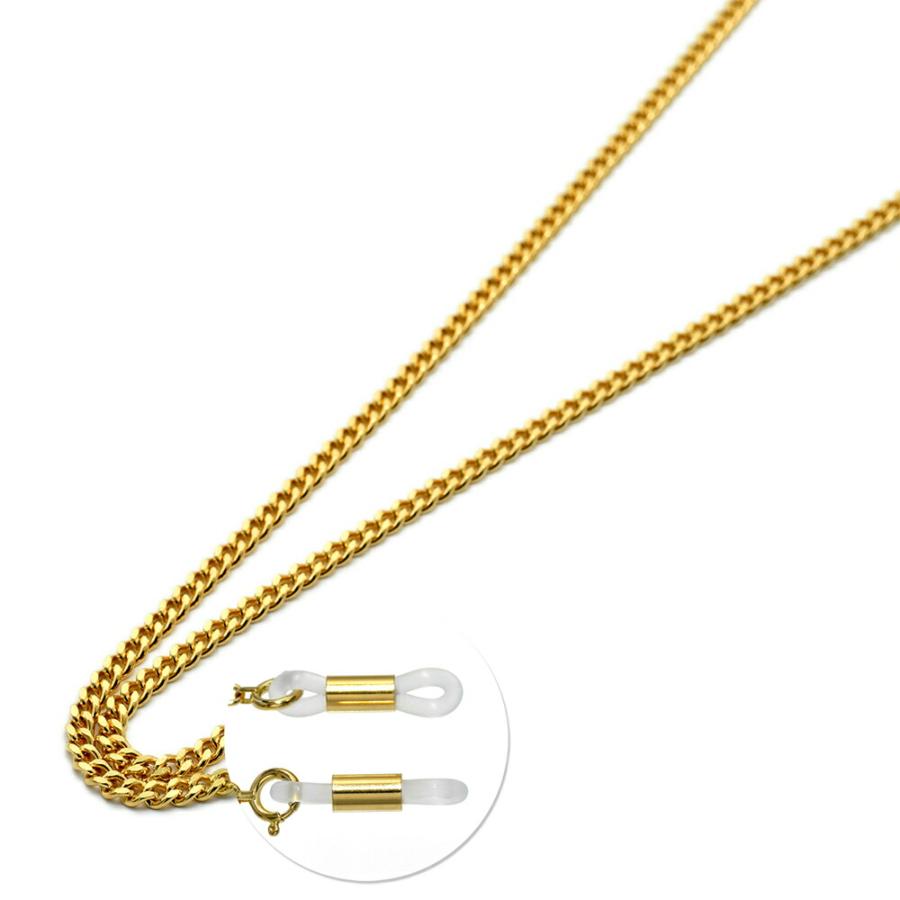 メガネチェーン 18金 イエローゴールド 2面カット喜平チェーン（筒型