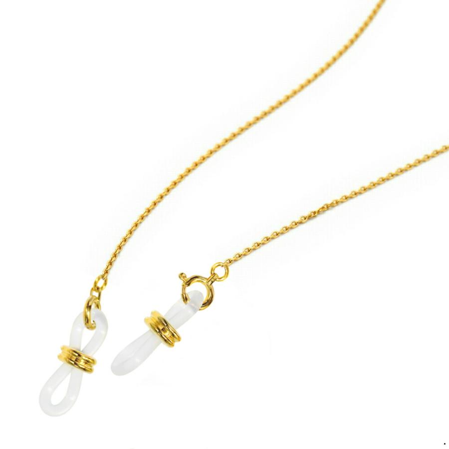 メガネチェーン 18金 イエローゴールド 4面カット小豆チェーン（W