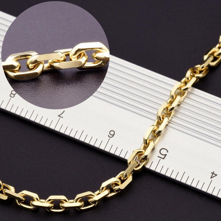 ネックレス チェーン 18金 イエローゴールド 4面カット小豆チェーン 幅