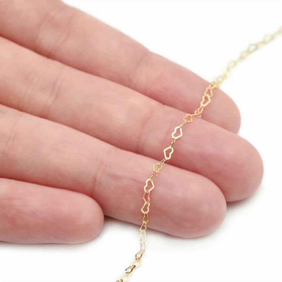 ネックレス チェーン 18金 イエローゴールド フラットハートチェーン