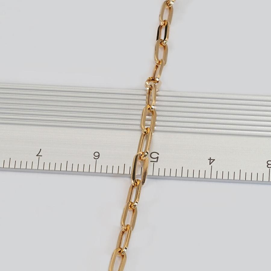 ネックレス チェーン 18金 イエローゴールド ホーローフラットロング小豆チェーン 幅2.7mm｜鎖 K18YG k18 18k 貴金属 ジュエリーの画像