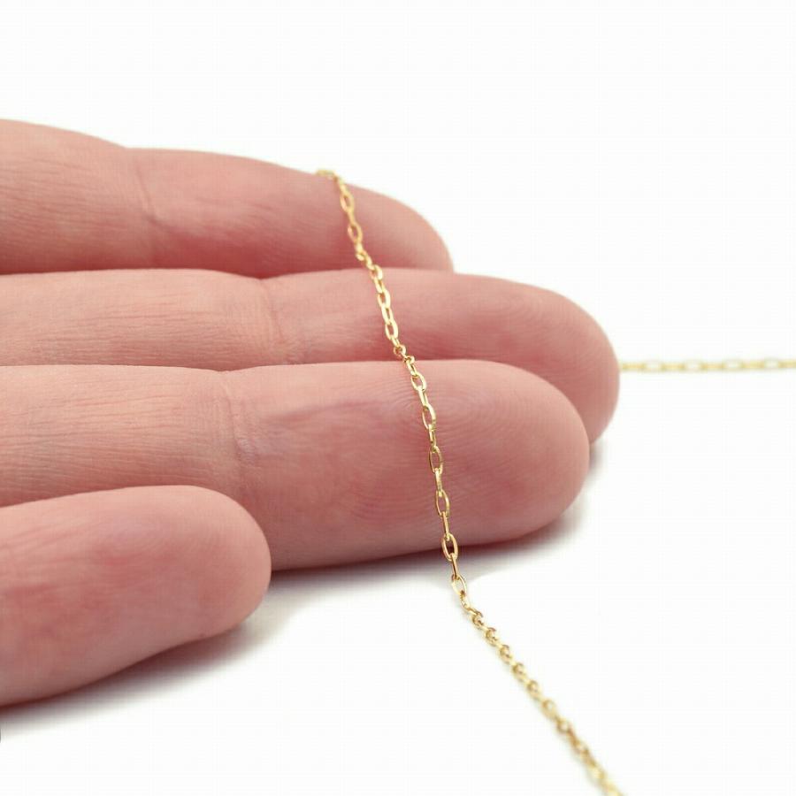 ネックレス チェーン 18金 イエローゴールド グリームカット入り4面カットロング小豆チェーン 幅1.0mm｜鎖 K18YG k18 18k 貴金属の画像
